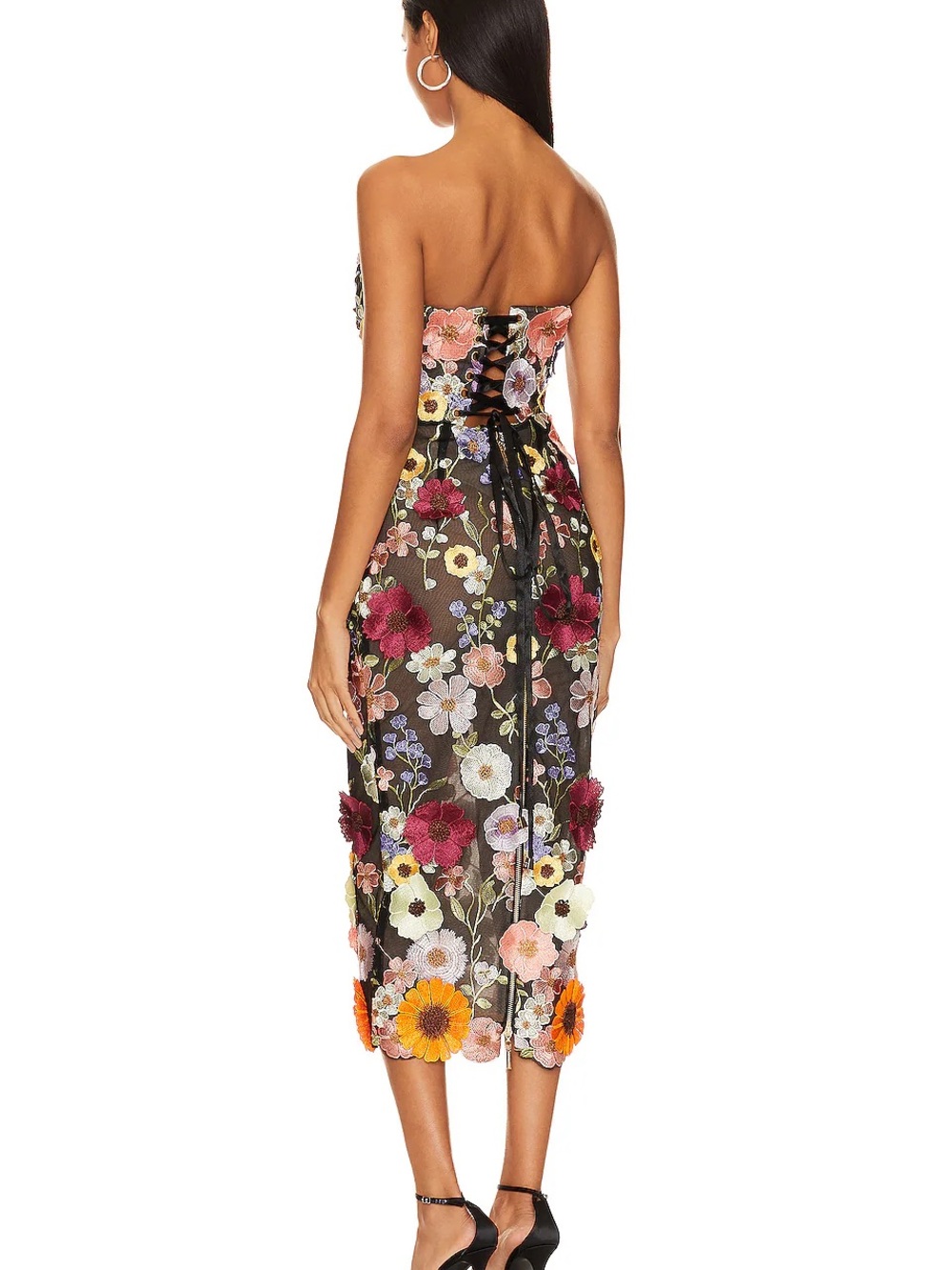 Bronx and Banco Bouquet Floral Embroidered Midi Dress S - Picture 2 of 5